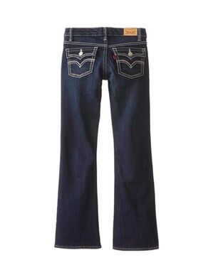 NWT Girls Levi's Thick Stitch Boot Cut Jeans, Blue 7 Regular